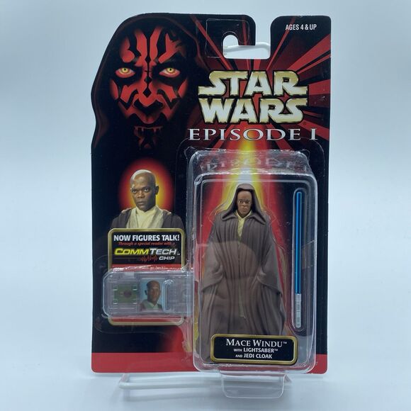 Star Wars Episode 1 Mace Windu 3.75" Action Figure Jedi 1998 Hasbro New Sealed - Picture 1 of 5